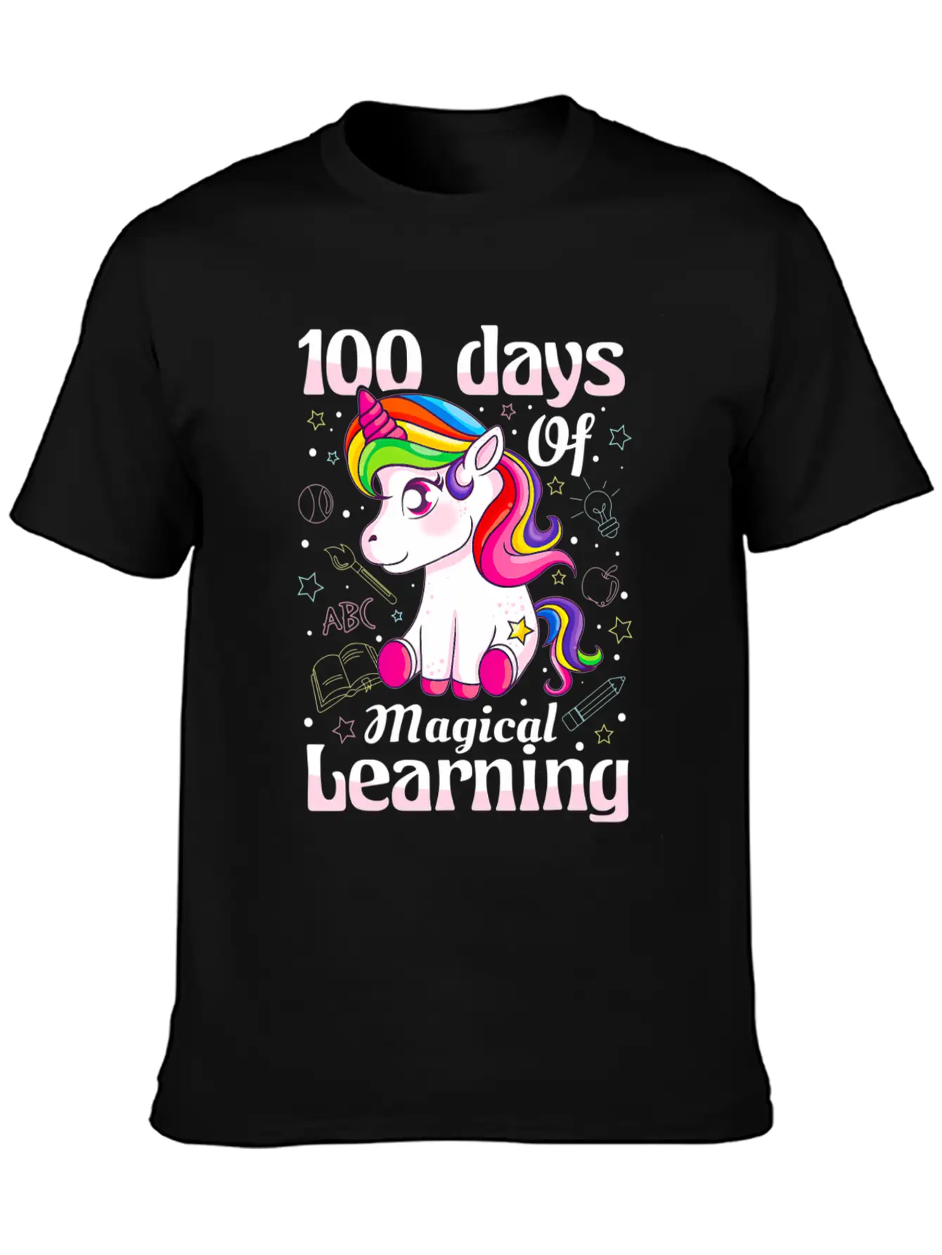 100 Days Of Magical Learning 100Th Day Of School Timeless Short Sleeve Tee – Comfy And Minimalist Design
