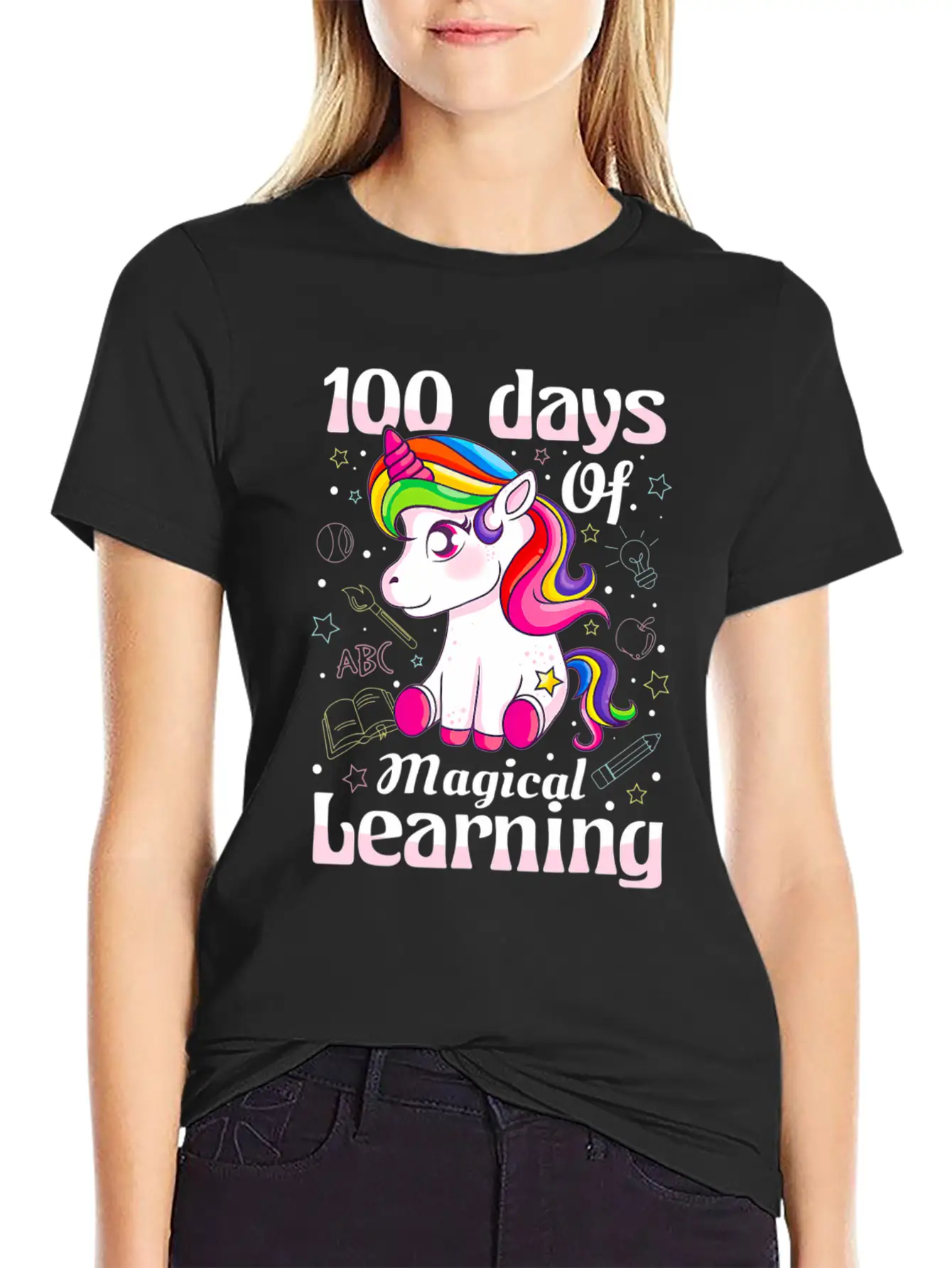 100 Days Of Magical Learning 100Th Day Of School Timeless Short Sleeve Tee – Comfy And Minimalist Design