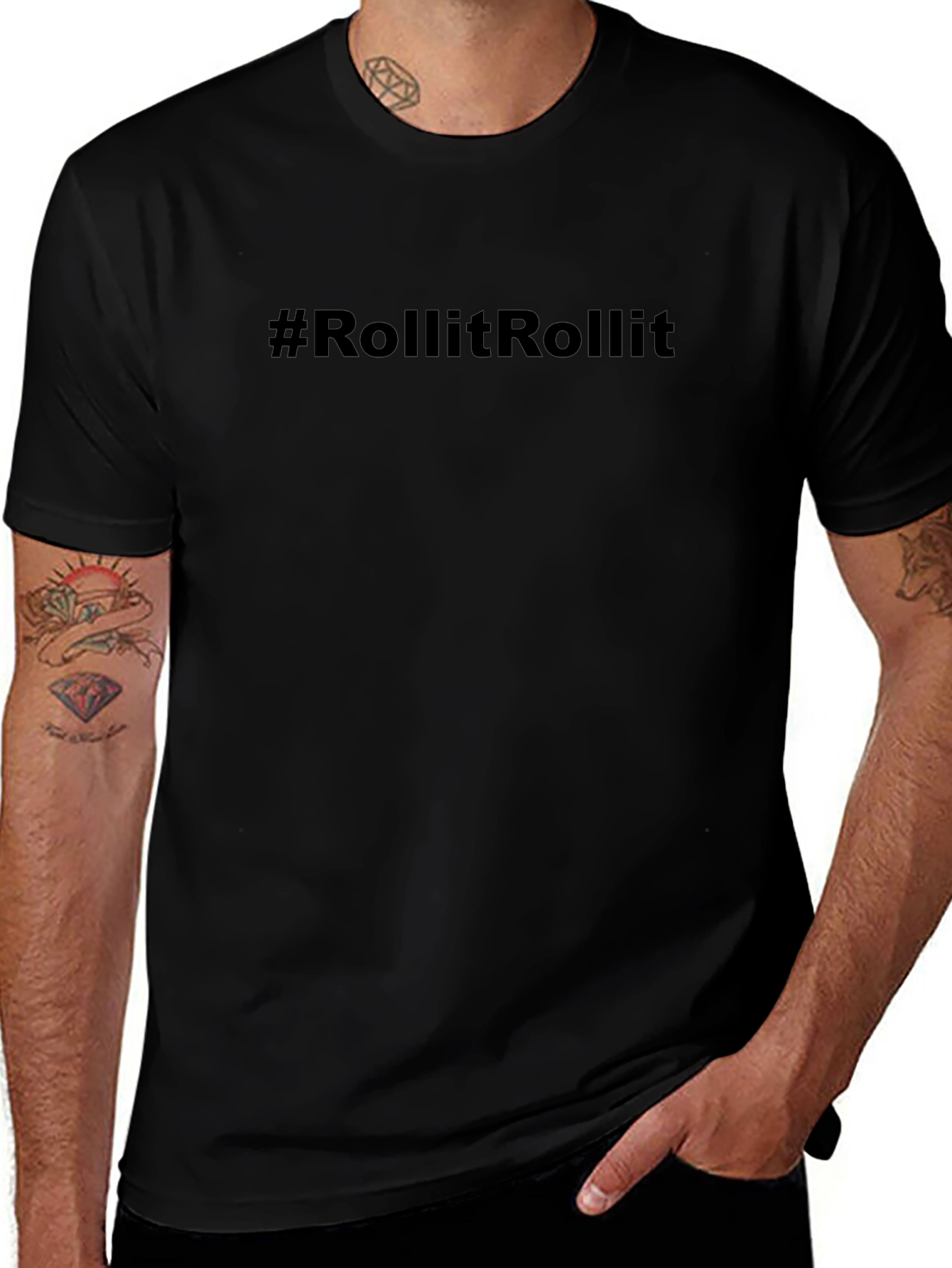 #RollItRollIt Black Graphic Tee - Trendy Casual Style