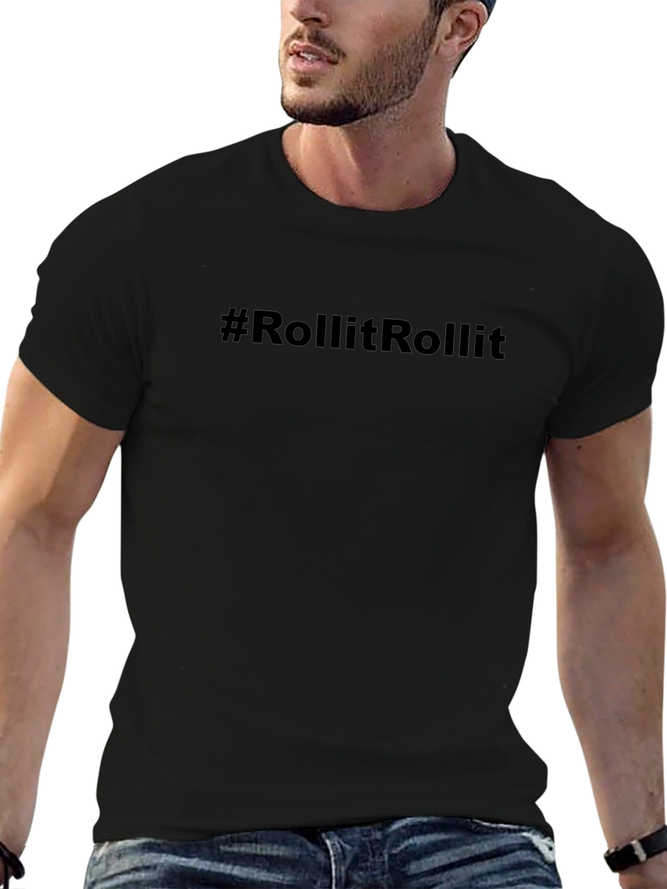 #RollItRollIt Black Graphic Tee - Trendy Casual Style