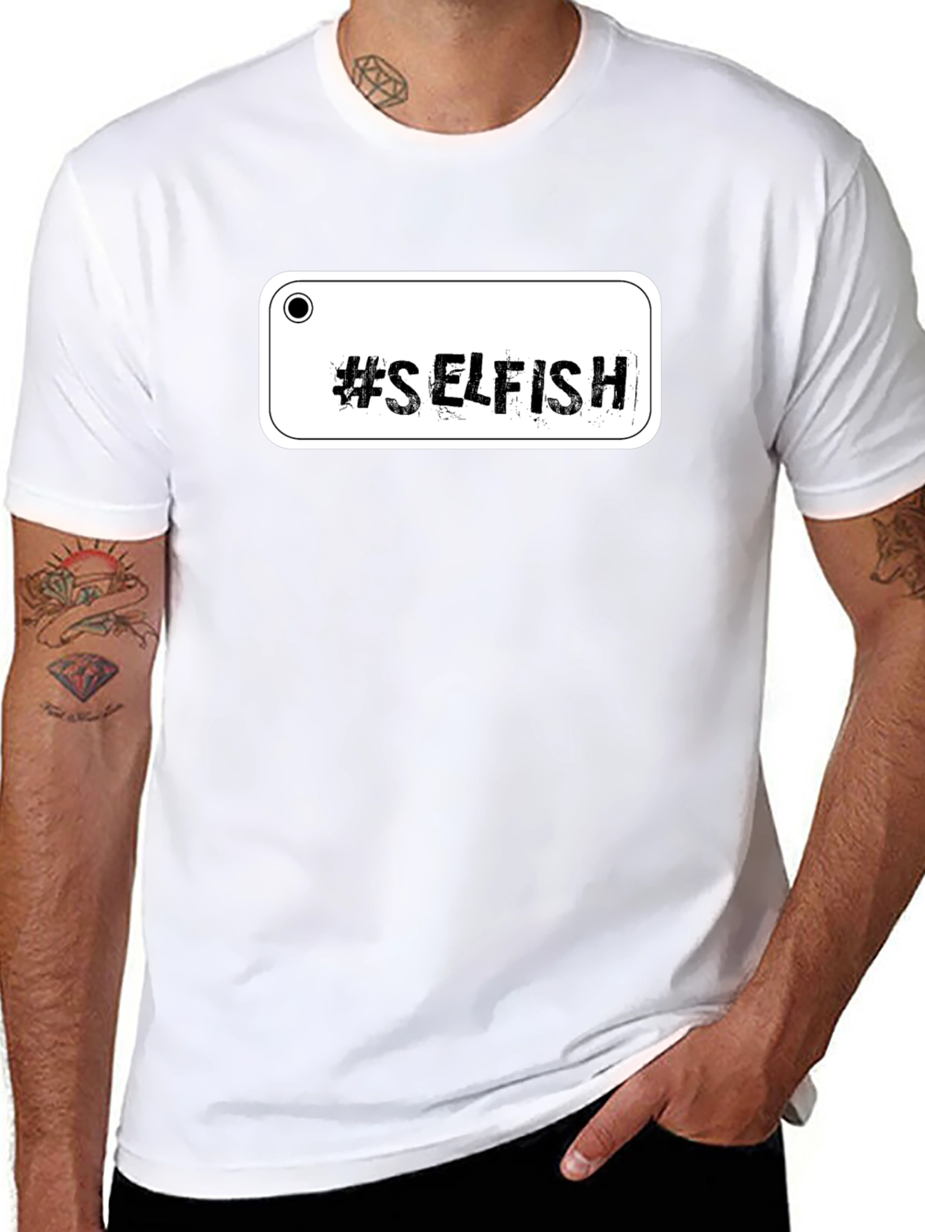 #Selfish Graphic Black Tee - Edgy Casual Style