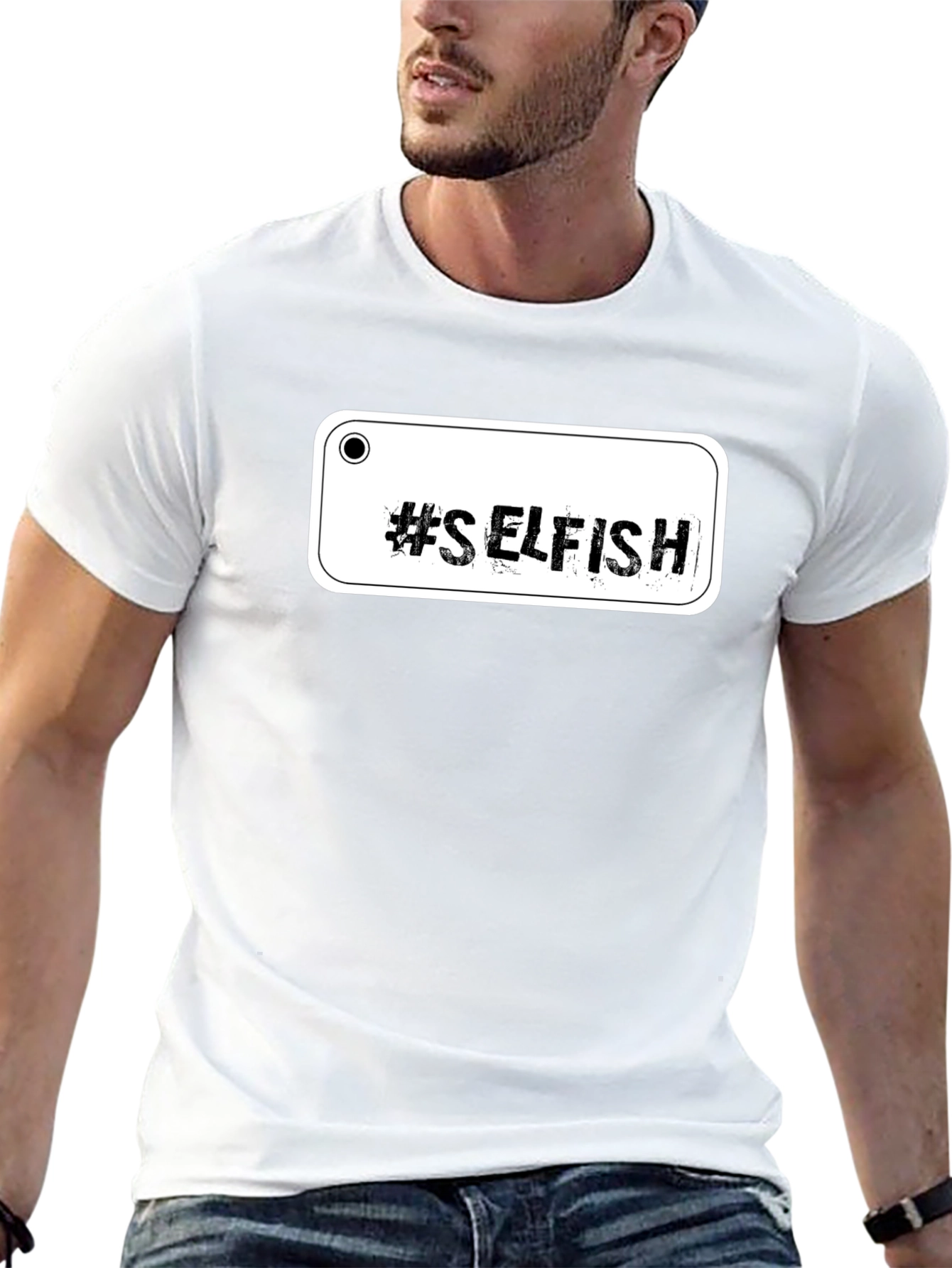 #Selfish Graphic Black Tee - Edgy Casual Style