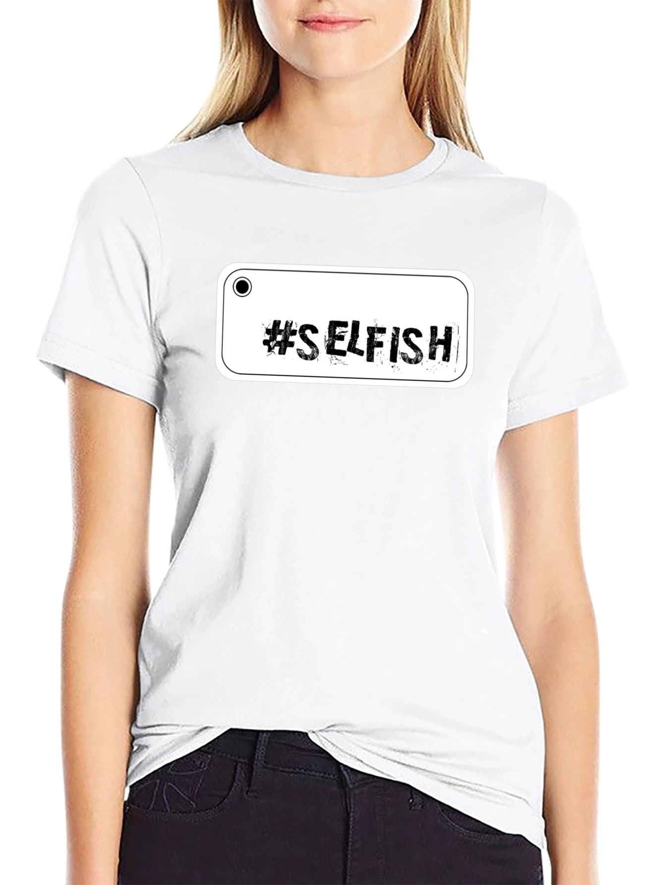 #Selfish Graphic Black Tee - Edgy Casual Style