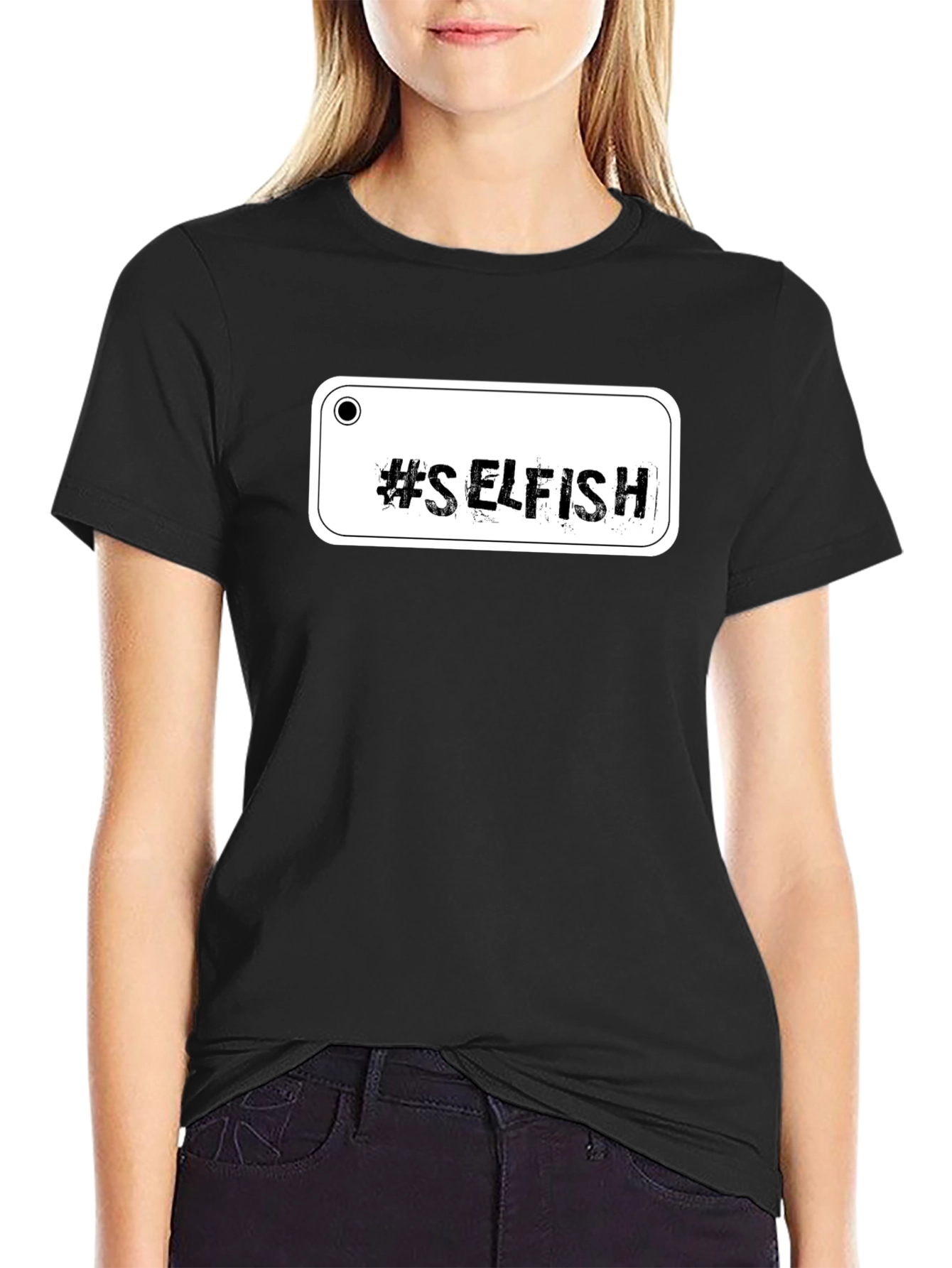 #Selfish Graphic Black Tee - Edgy Casual Style
