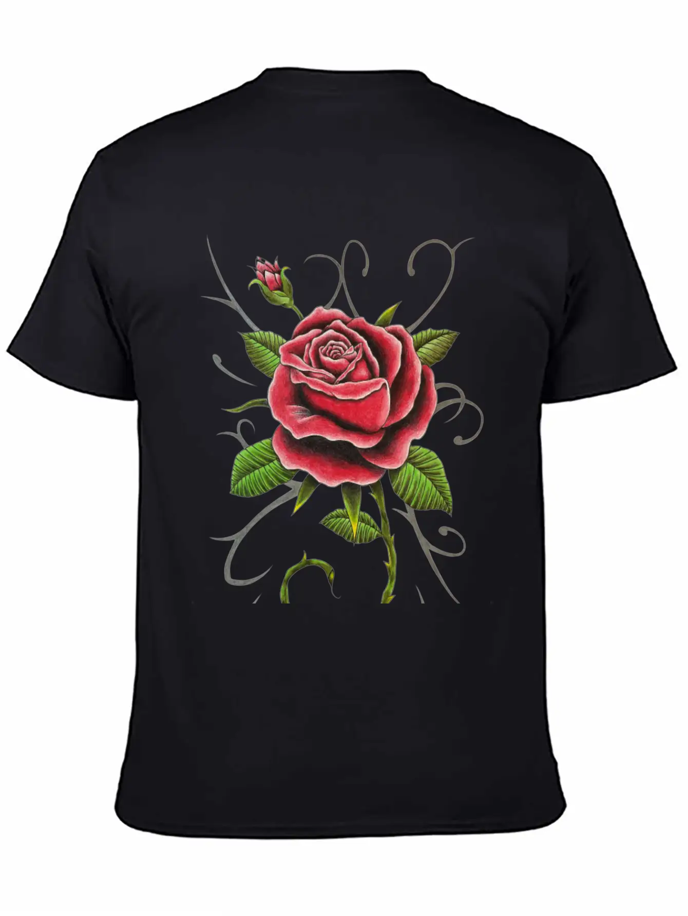 "Tattoo Style Red Rose" - Design Relaxed Everyday Tee – Lightweight And Durable Cotton
