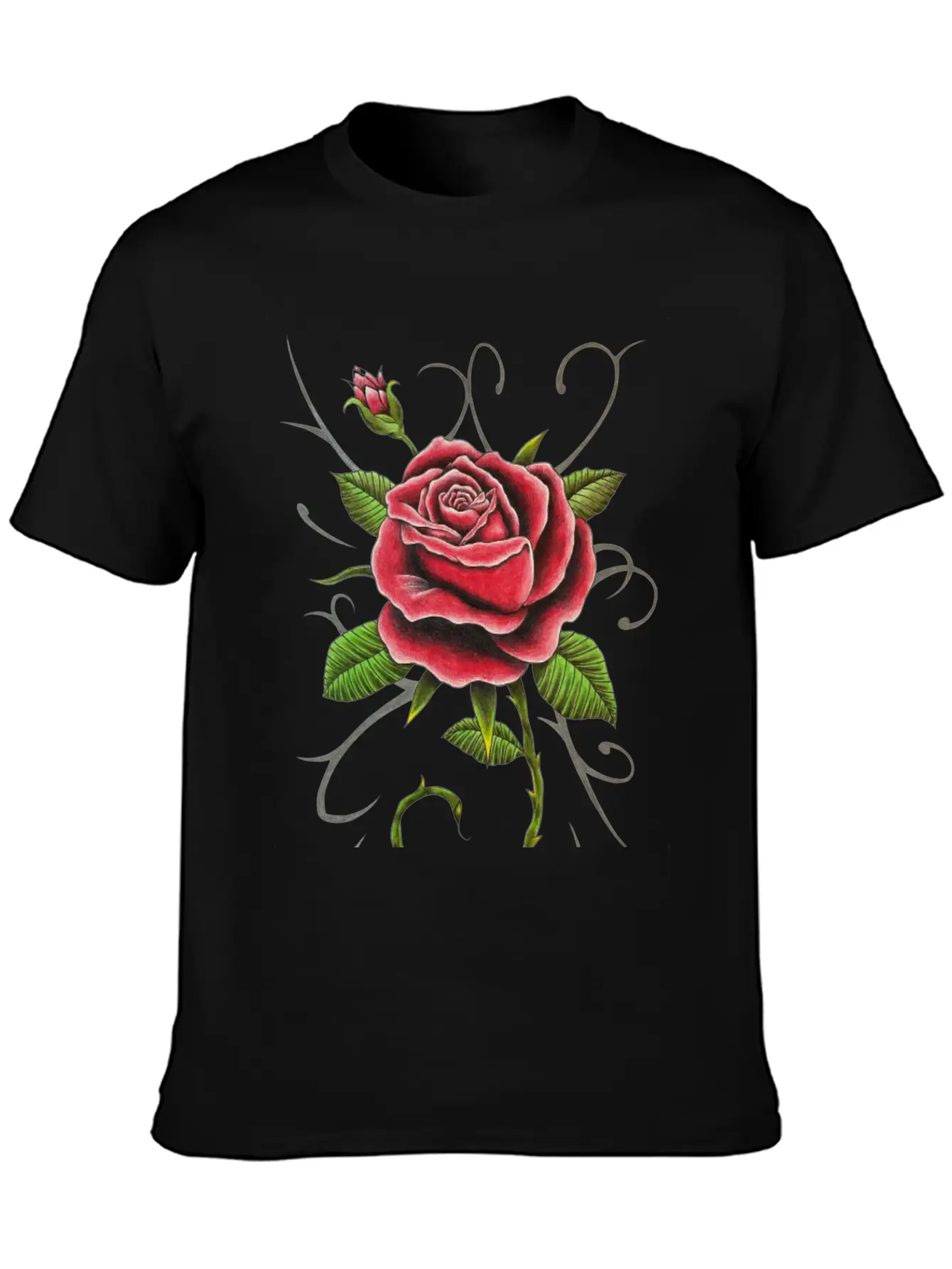 "Tattoo Style Red Rose" - Design Relaxed Everyday Tee – Lightweight And Durable Cotton