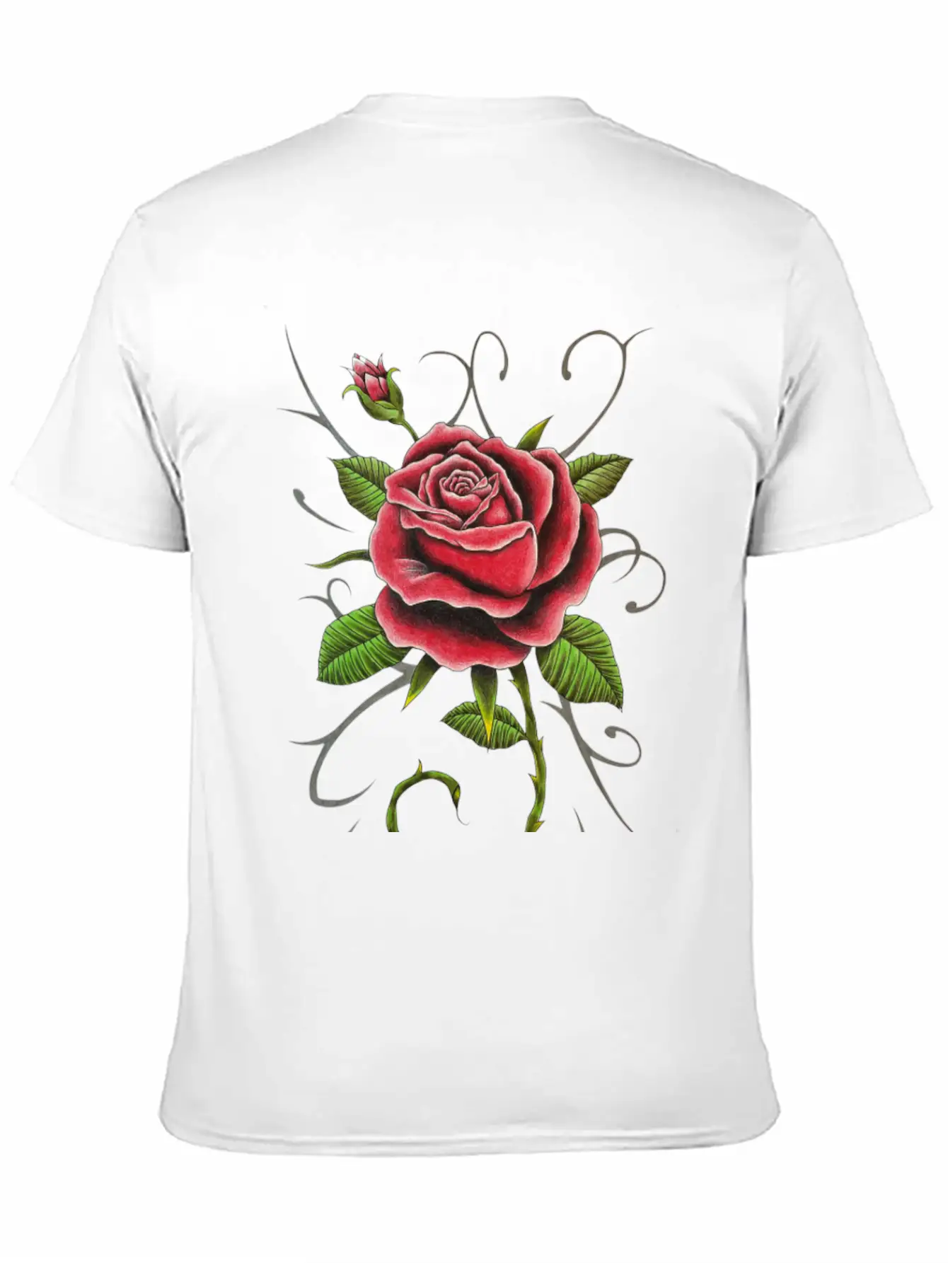 "Tattoo Style Red Rose" - Design Relaxed Everyday Tee – Lightweight And Durable Cotton