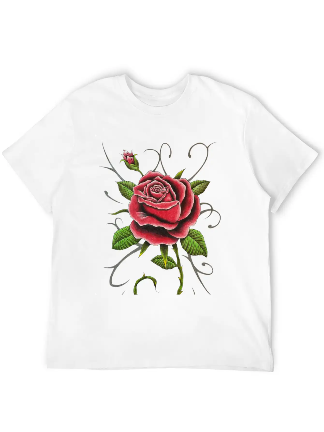 "Tattoo Style Red Rose" - Design Relaxed Everyday Tee – Lightweight And Durable Cotton