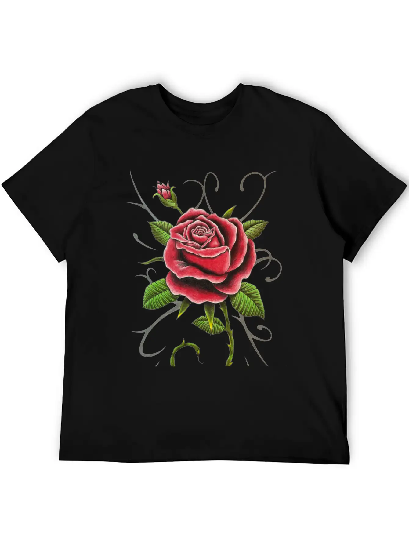 "Tattoo Style Red Rose" - Design Relaxed Everyday Tee – Lightweight And Durable Cotton