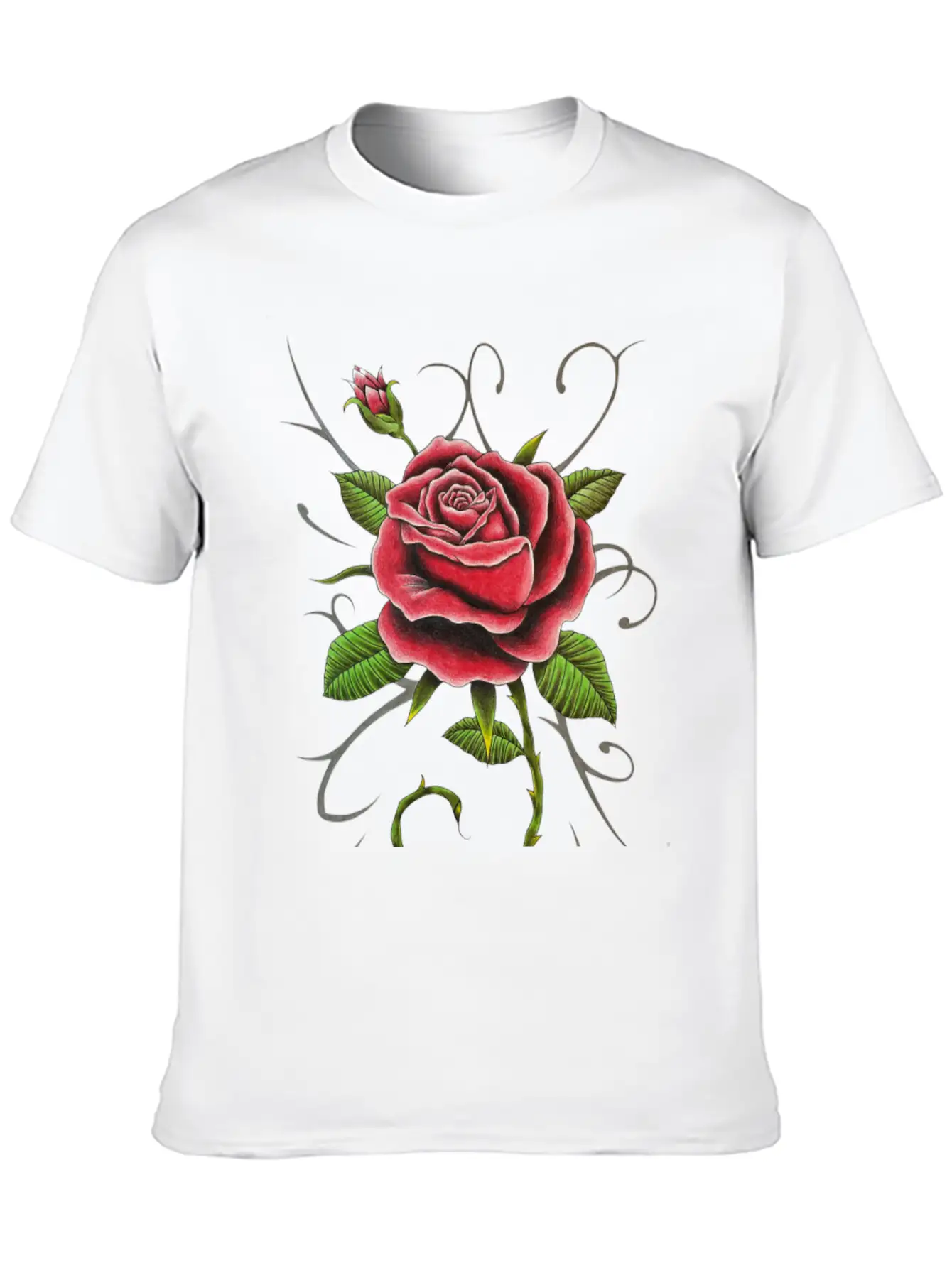 "Tattoo Style Red Rose" - Design Relaxed Everyday Tee – Lightweight And Durable Cotton