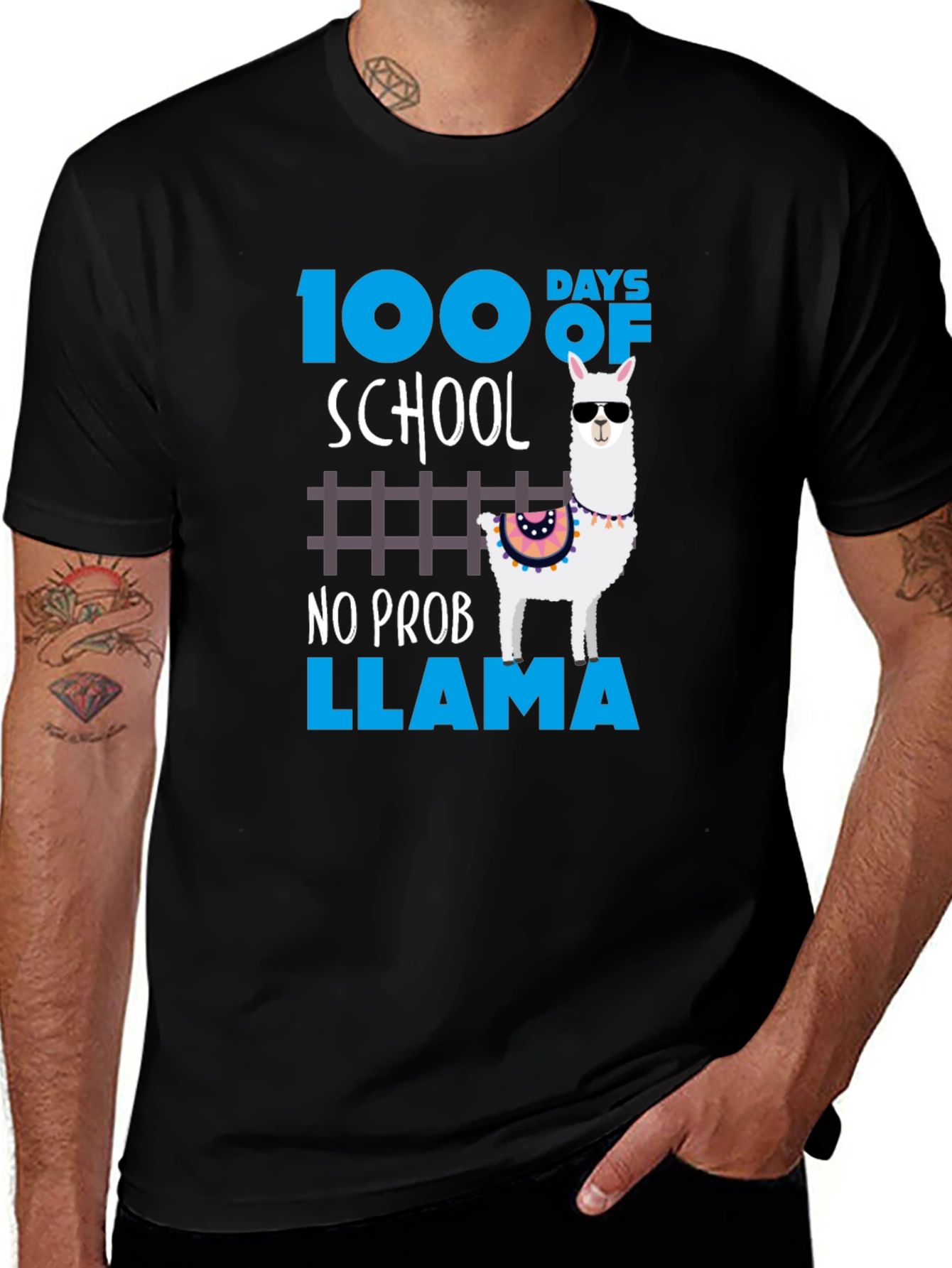 100 Days of School No Prob Llama Graphic Tee