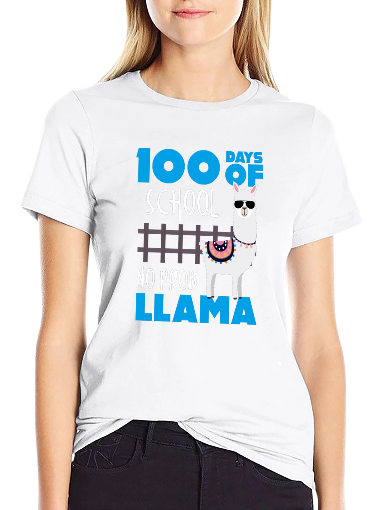 100 Days of School No Prob Llama Graphic Tee