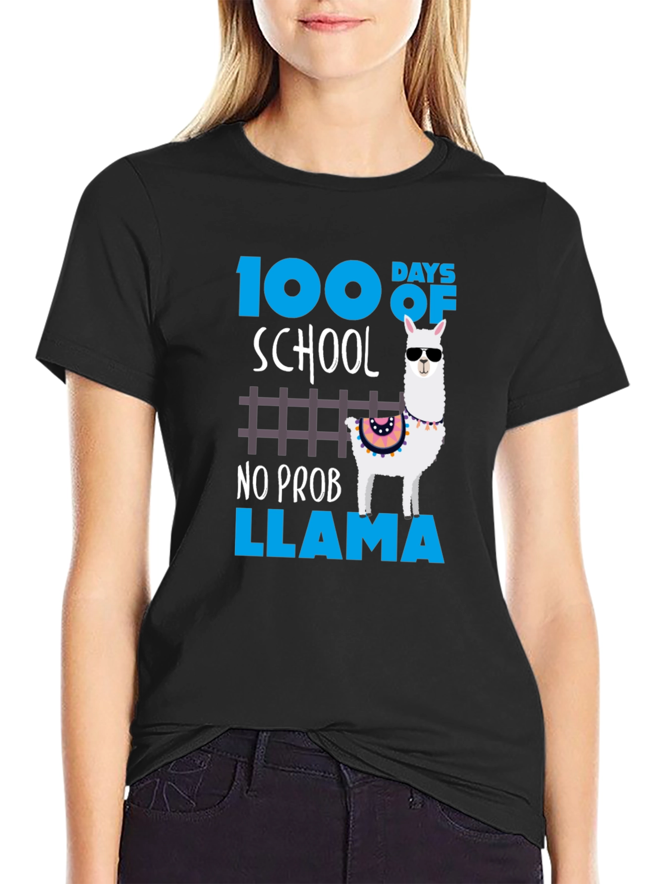100 Days of School No Prob Llama Graphic Tee
