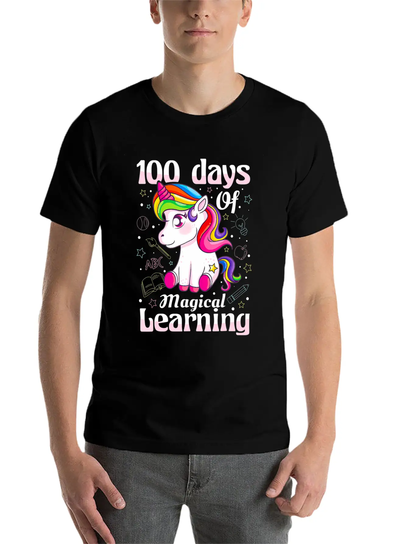 100 Days Of Magical Learning 100Th Day Of School Timeless Short Sleeve Tee – Comfy And Minimalist Design