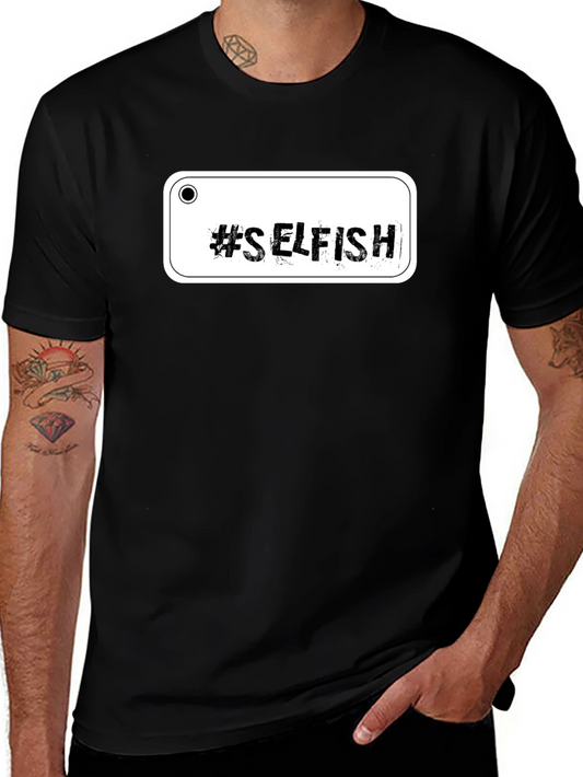 #Selfish Graphic Black Tee - Edgy Casual Style