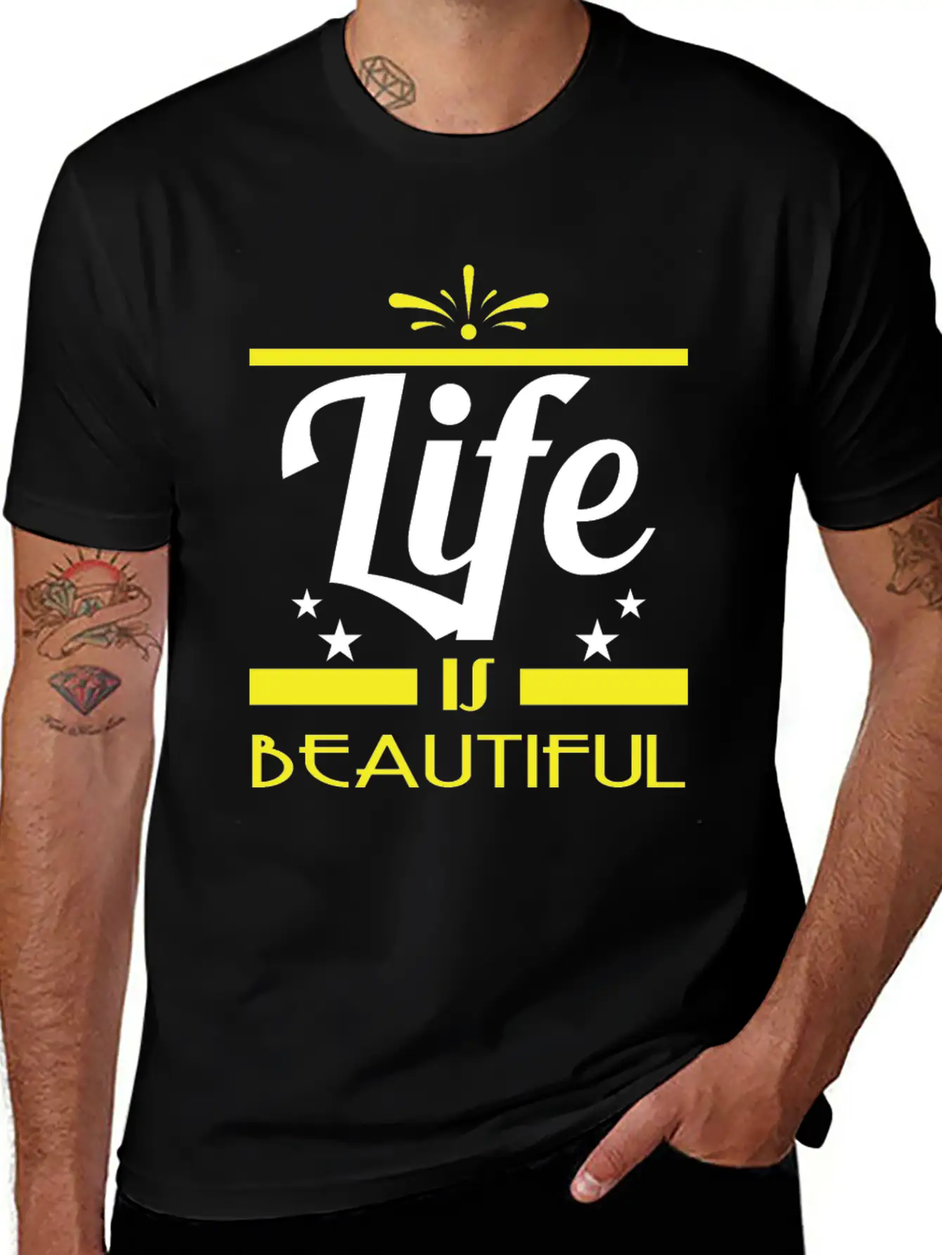 "Life Is Beautiful" Tee Design. Stay And Keep The Basic Graphic T-Shirt – Daily Comfort In Soft Cotton
