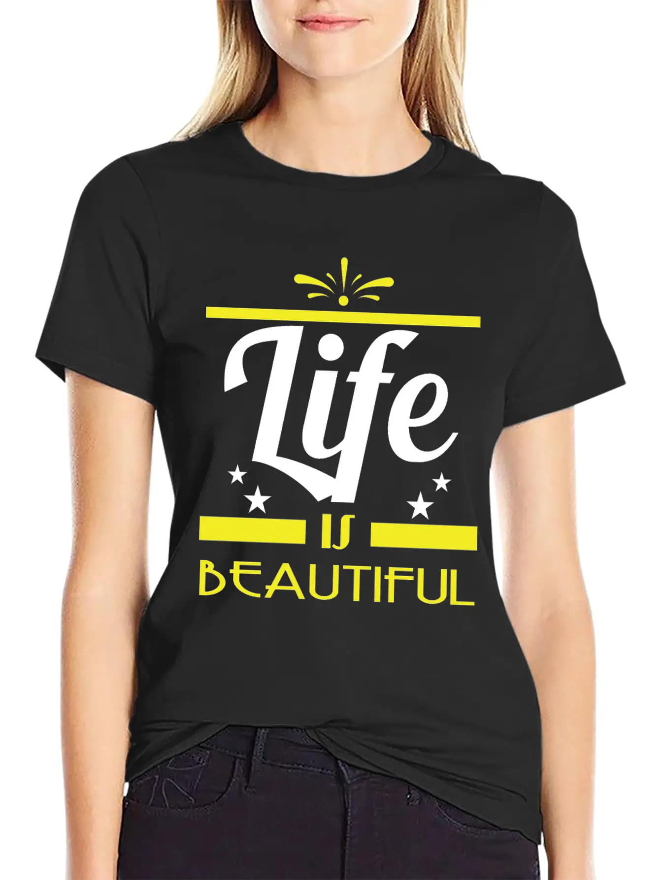 "Life Is Beautiful" Tee Design. Stay And Keep The Basic Graphic T-Shirt – Daily Comfort In Soft Cotton