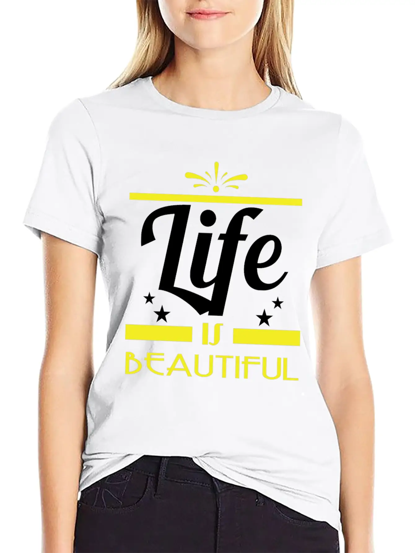 "Life Is Beautiful" Tee Design. Stay And Keep The Basic Graphic T-Shirt – Daily Comfort In Soft Cotton