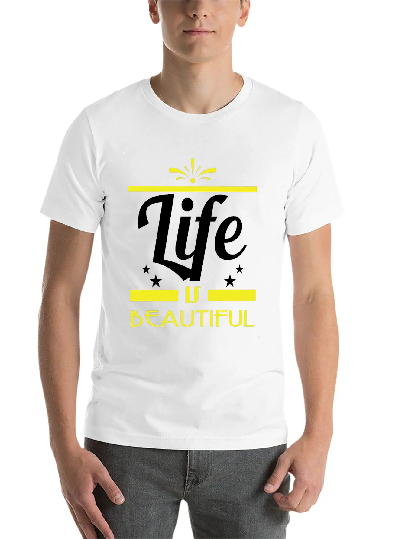 "Life Is Beautiful" Tee Design. Stay And Keep The Basic Graphic T-Shirt – Daily Comfort In Soft Cotton