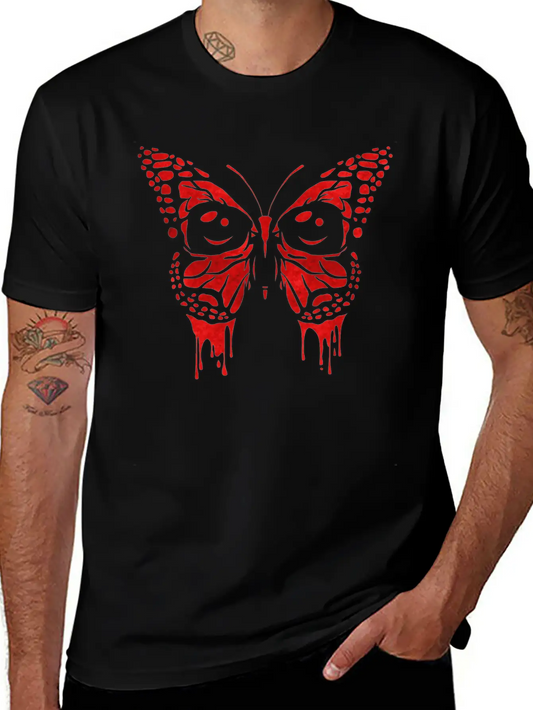 Zombiecore Aesthetic Gothic Zombie Red Butterfly Relaxed Everyday Tee – Lightweight And Durable Cotton